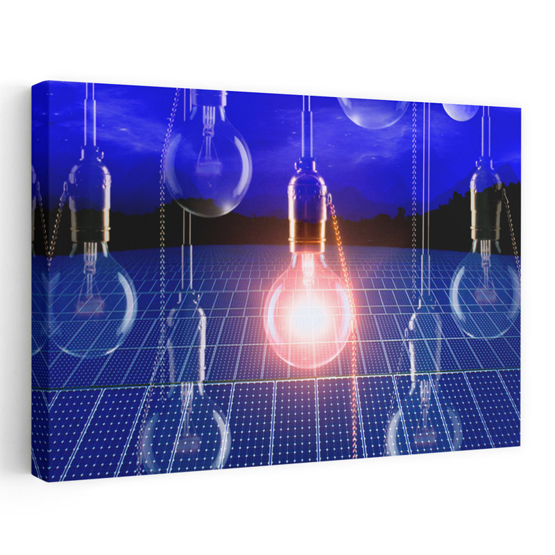 Ampoule illuminée au-dessus d'un panneau solaire, H 16 po x l 24 po