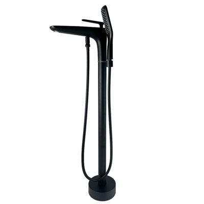 Freestanding Floor Mount Tub Filler Faucet with Hand Shower Pluto - Matte Black
