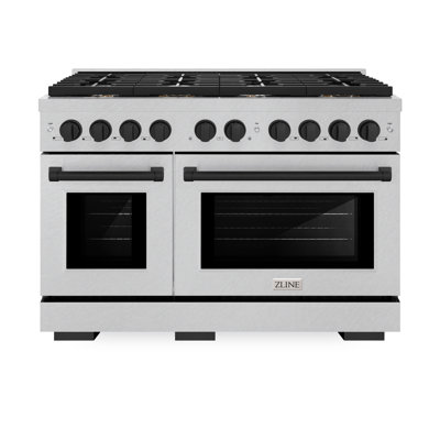 ZLINE Autograph 48 in. Gas Range in DuraSnow Stainless and Matte Black Accents -  SGRSZ-48-MB