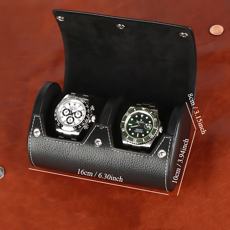 Boîte à montre en cuir +, Noir