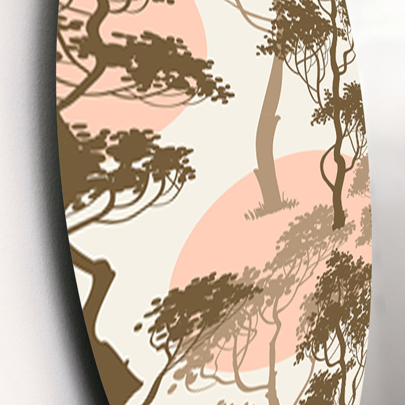 Ensemble de 3 décorations murales arbres sous la pleine lune en forêt