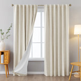 Vishrut Linen Blended Slub Textured 100% Blackout Back Tab Curtain Pair