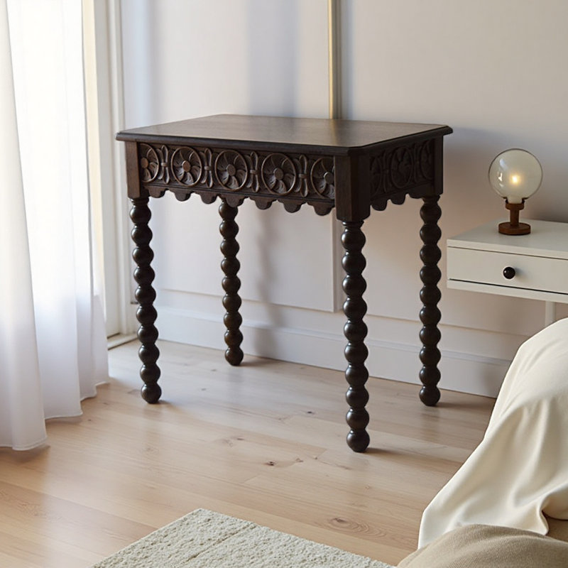 A solid-textured teak desk, 29.52" H x 35.43" W x 18.11"  D