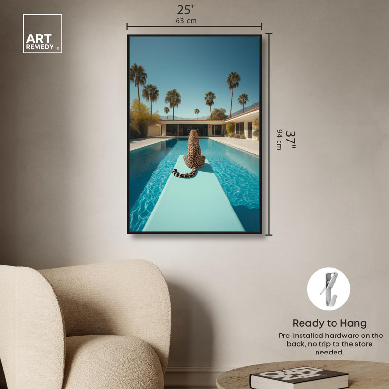 Art, art moderne, toile de tigre moderne, Cadre flottant noir, H 37 po x l 25 po