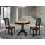 Ensemble de table de salle à manger 5 pièces comprenant une table ronde en bois avec piédestal et 4 chaises de cuisine, noir et cerisier-124732513-124732507-124732500