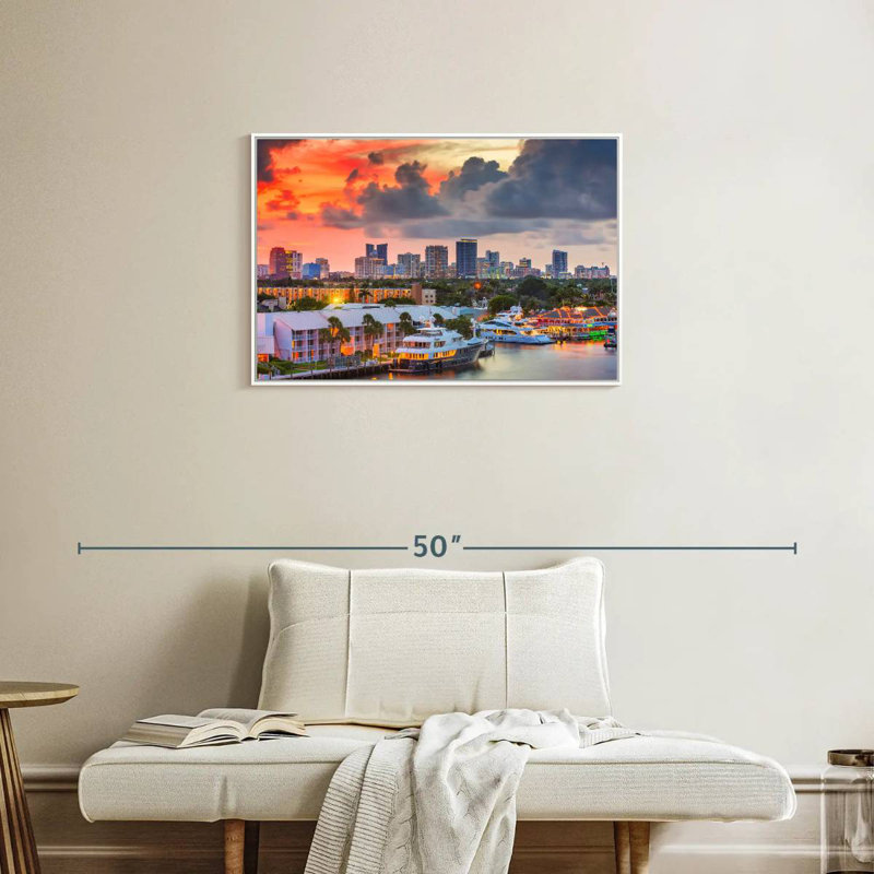 Fort Lauderdale en Floride, Cadre flottant blanc, 31 po x 21 po