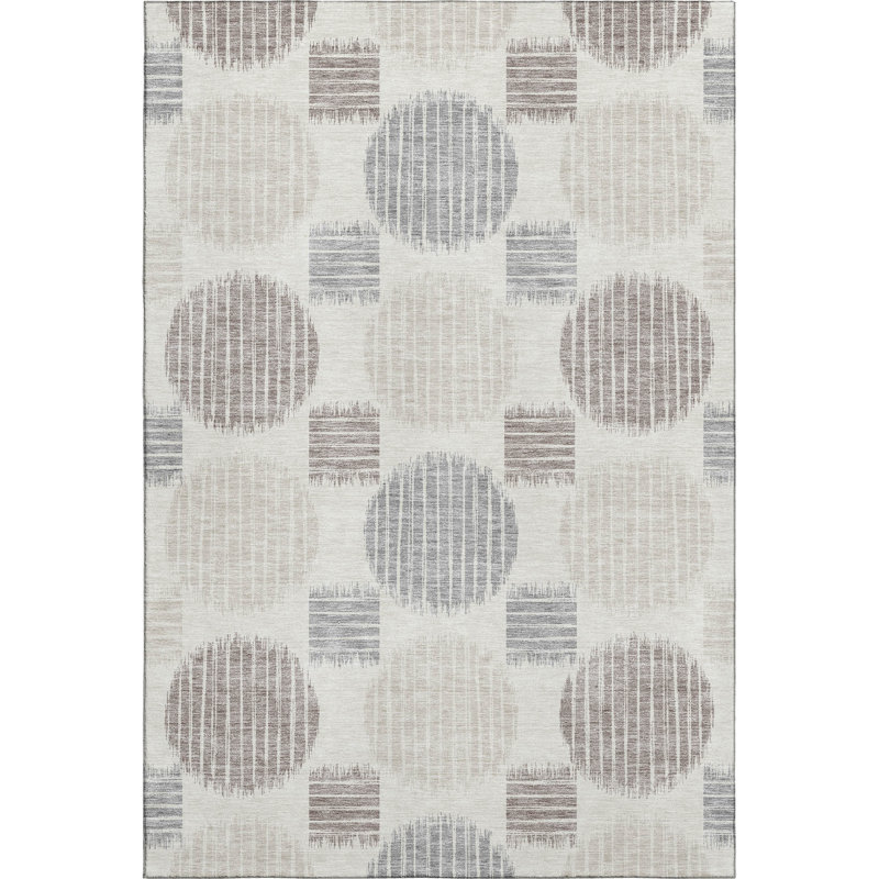 Premium Machine Washable Prisco Ivory Rug, Rectangle 5' x 7'6"