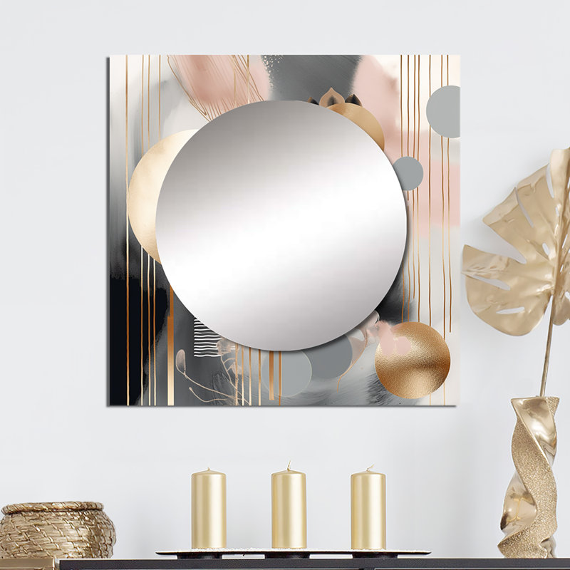 Hyon - Grand miroir mural carré en marbre abstrait pour chambre à coucher, 23 po x 23 po