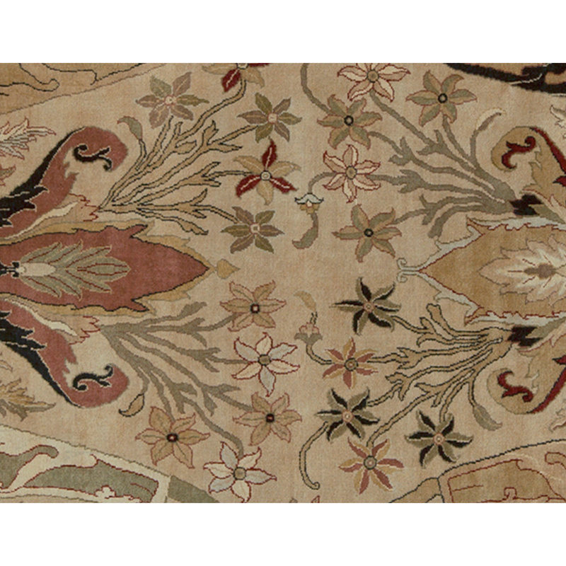 Tapis chameau et ivoire noué à la main de haute qualité