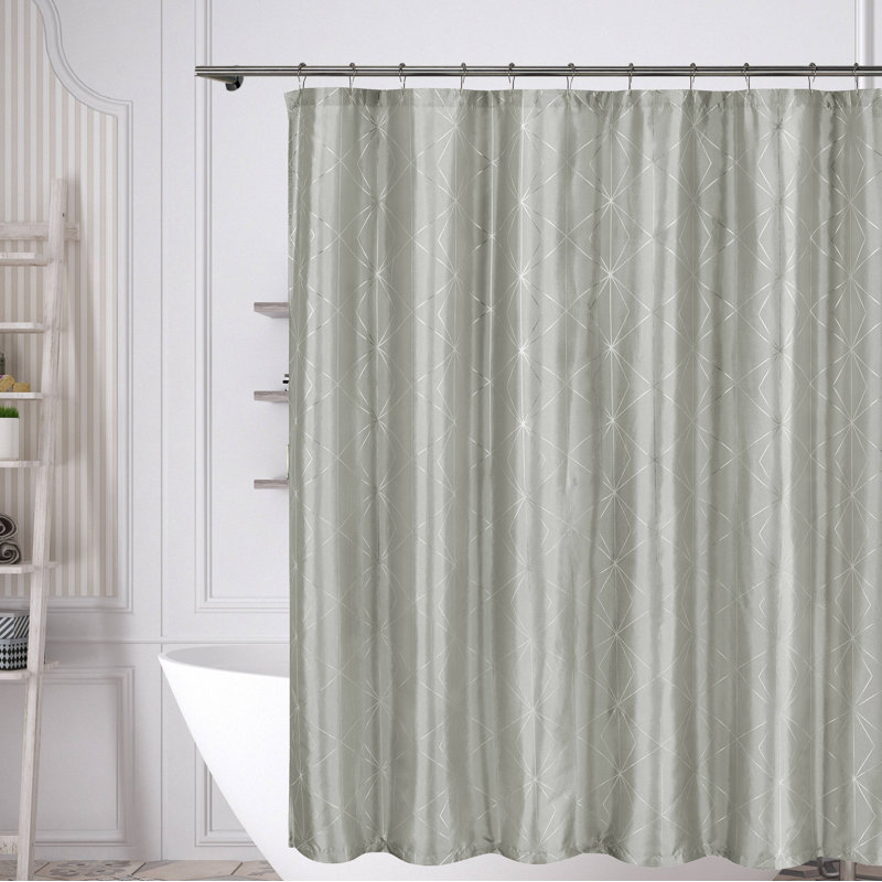 Stonebrook Geometric Shower Curtain, Silver
