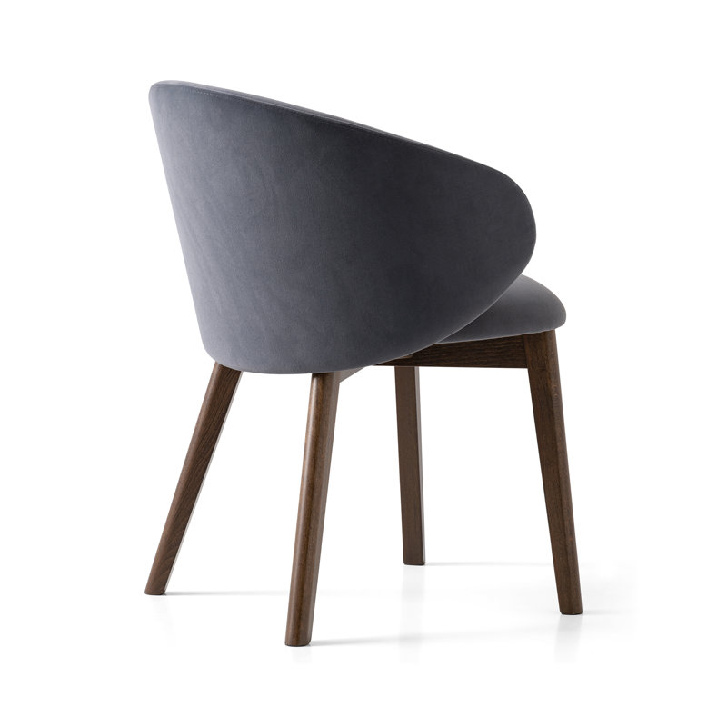 Tuka Upholstered Armchair with Wooden Frame, Camel Brown, Smoke