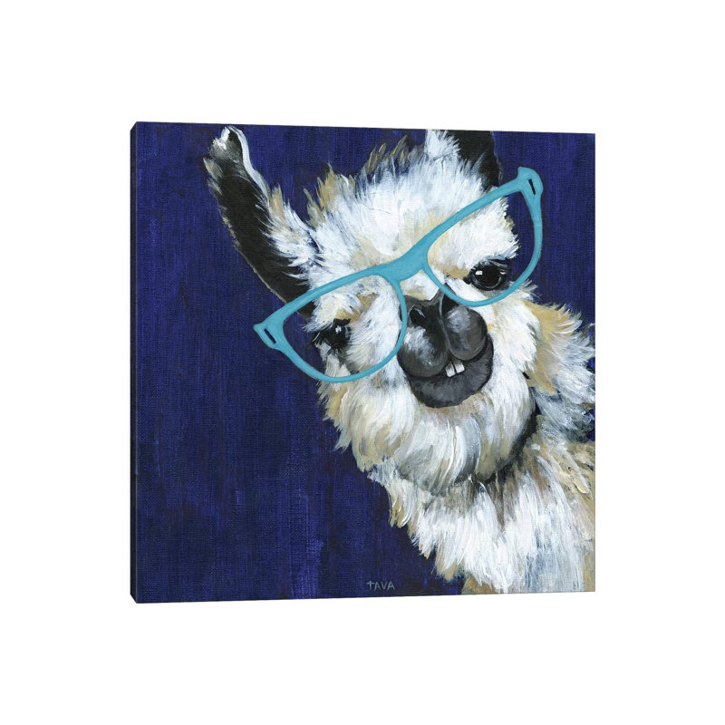 Gentleman Llama - reproduction d'art, Pas de tapis, Toile tendue, H 12 po x l 12 po x P 0,75 po