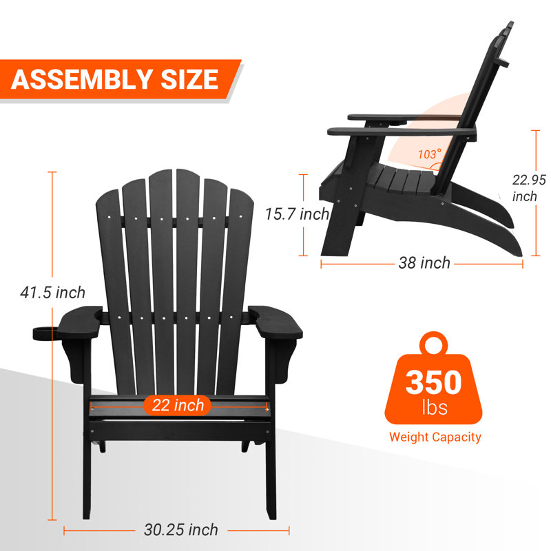 Chaise Adirondack en polystyrène, Noir