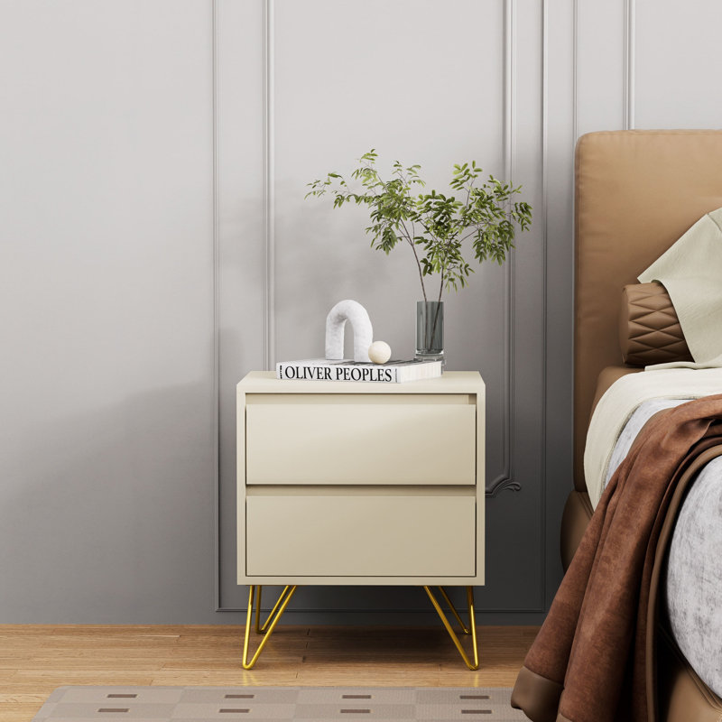Almaas 45cm W Bedside Table, Cream