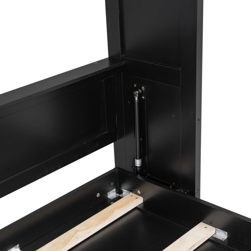 Lit escamotable avec armoires de rangement, Noir, Plein