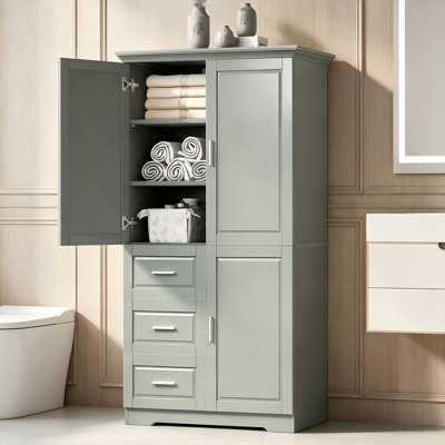 Armoire de rangement haute et large avec portes et trois tiroirs