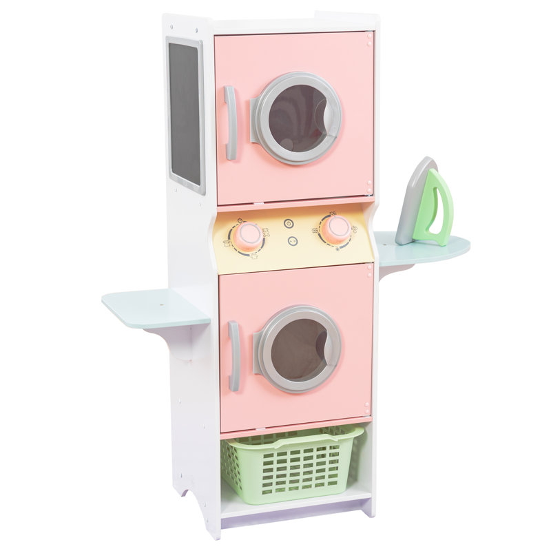 Pastel Wooden Laundry Play Set with Iron and Basket