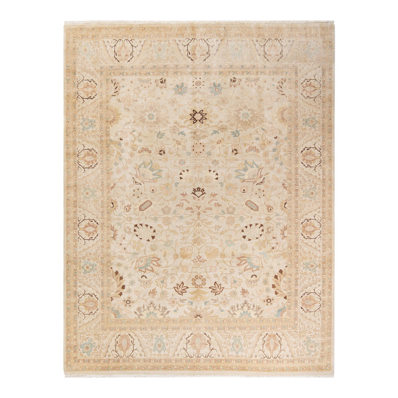 Tapis ivoire noué à la main unique 8 pi 2 po x 10 pi 5 po Trendell Mogul