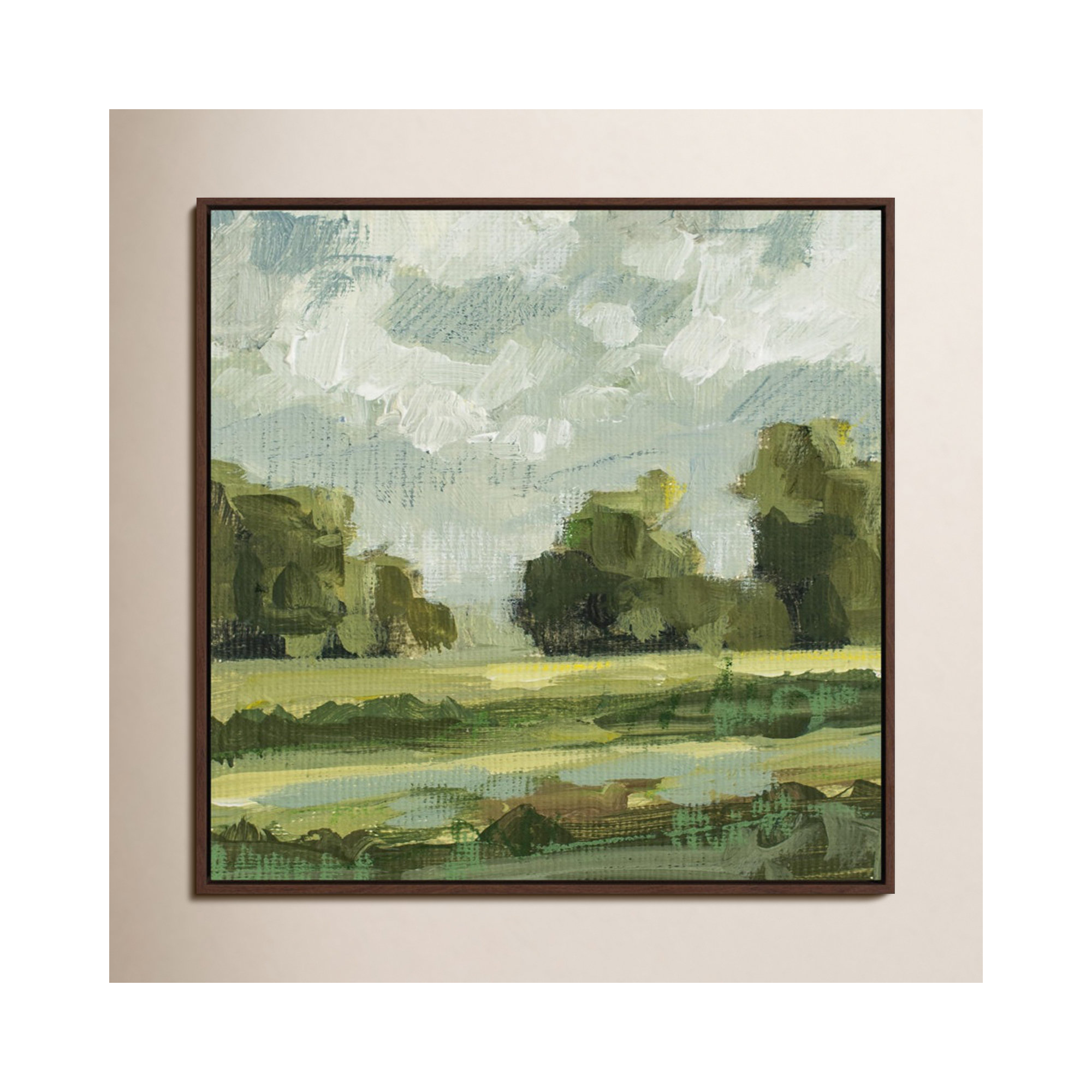 Abstract Landscape Pair 12 by Miss Mustard Seed, 36" H x 36" W x 2" D, No, Mahogany Framed Canvas
