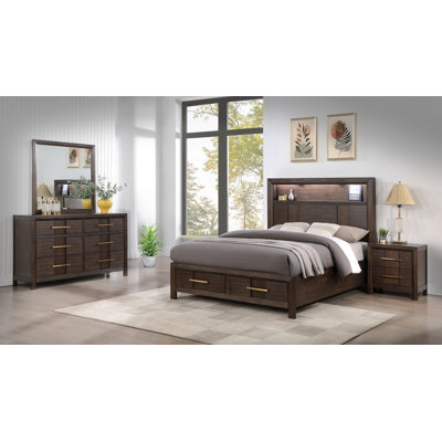 Ensemble de chambre à coucher avec rangement 4 pièces KENZO Modern Style