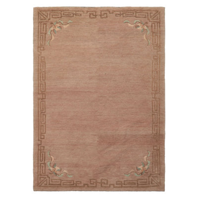 Tapis tibétain traditionnel en laine noué à la main taupe 4 pi 8 po x 6 pi 7 po