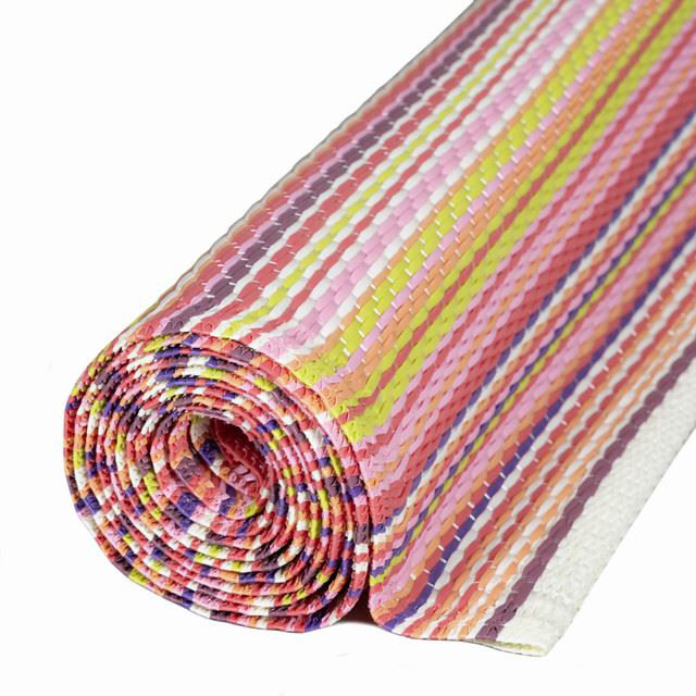 Rainbow Collection Outdoor Rug Striped Design in Pink