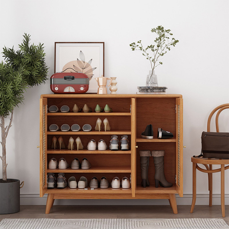 Armoire de rangement multifonctionnelle à chaussures en rotin
