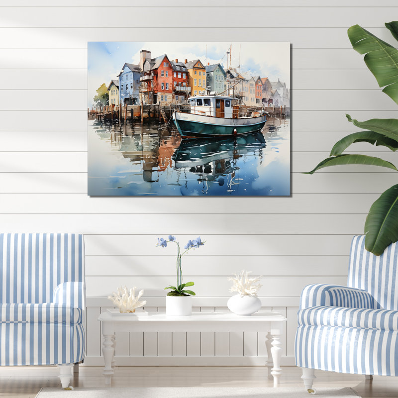 Port Port Reflections XVII sur toile, H 16 po x l 32 po x P 1 po, Toile tendue