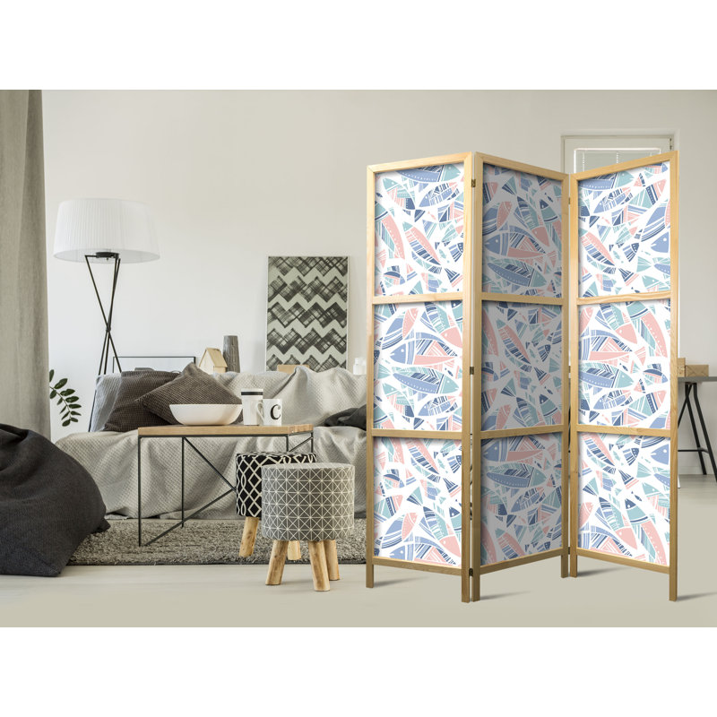 171cm H Solid Wood Folding Room Divider, 171cm H x 135cm W x 1.2cm D, 3