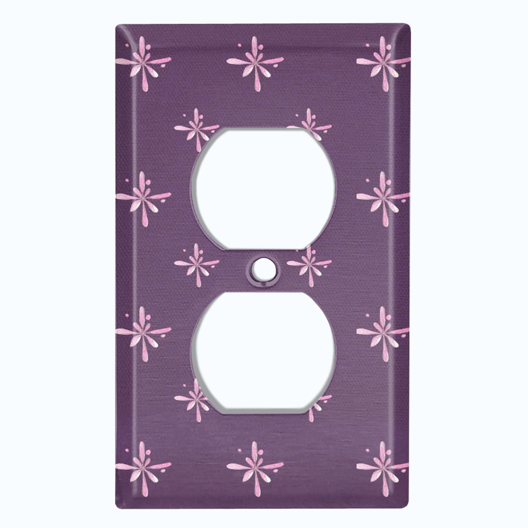 WorldAcc Pink Flowers Purple 1-Gang Duplex Outlet Wall Plate | Wayfair