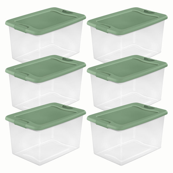 Storage Containers Box 45 Gallon Plastic Wheeled Latch Tote Set of 4 Opaque  Base