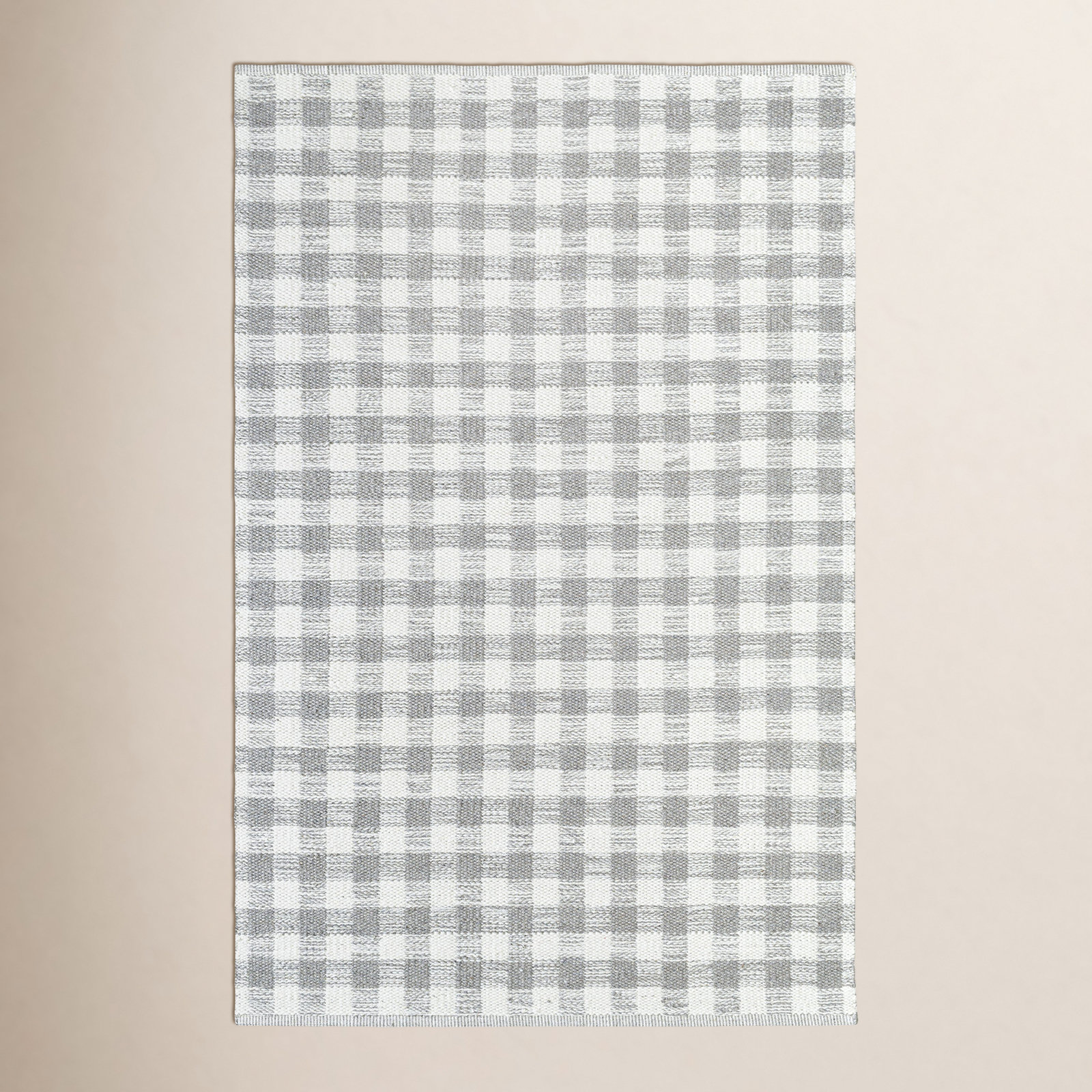 Lavande Hand-Woven Plaid Gray Wool Rug, Rectangle 8' x 10'
