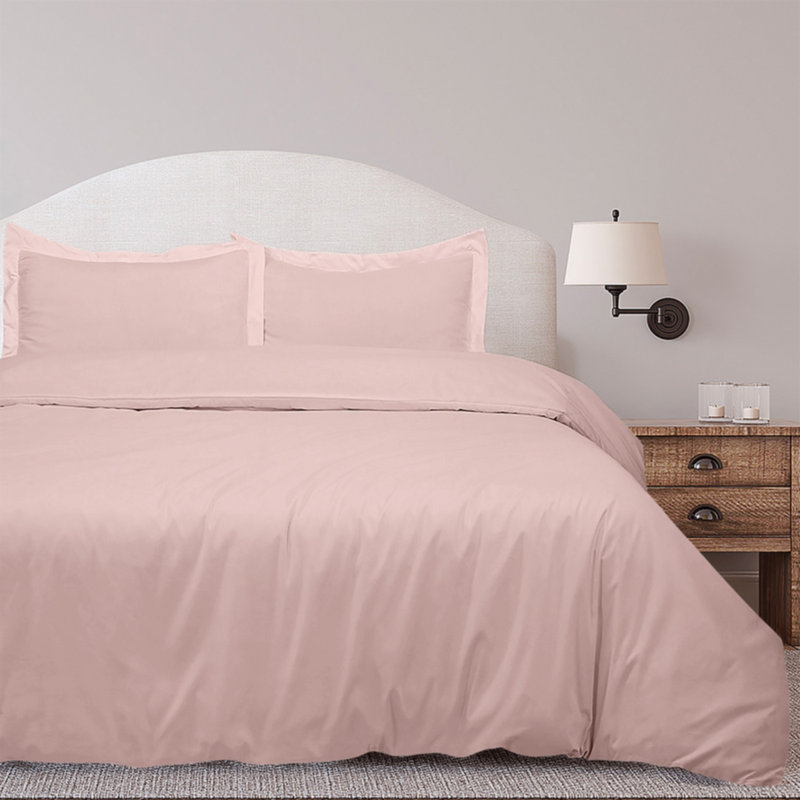 Ensemble de housse de couette en microfibre , Housse de couette pour lit simple + 1 taie d'oreil, Rose