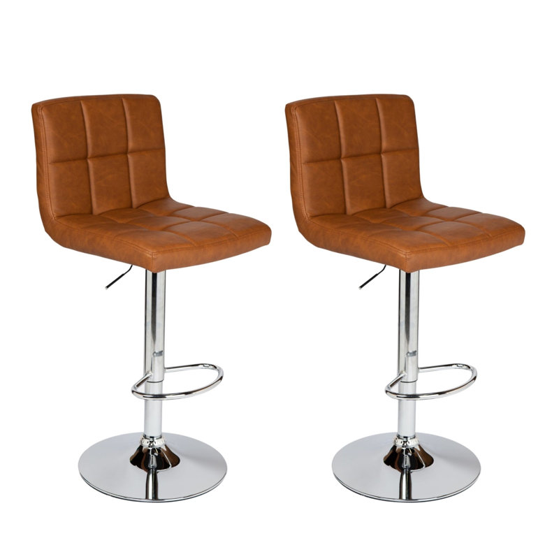 Tabouret pivotant à hauteur réglable Abrahamsen, Brun caramel, Noir