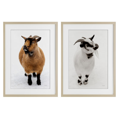 Two Little Goats 2pc Framed Print Under Glass Set, design by Deborah Revell