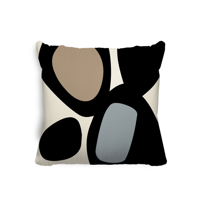Lara Abstract Outdoor Reversible Throw Pillow, 17" x 17", Gray/Off White