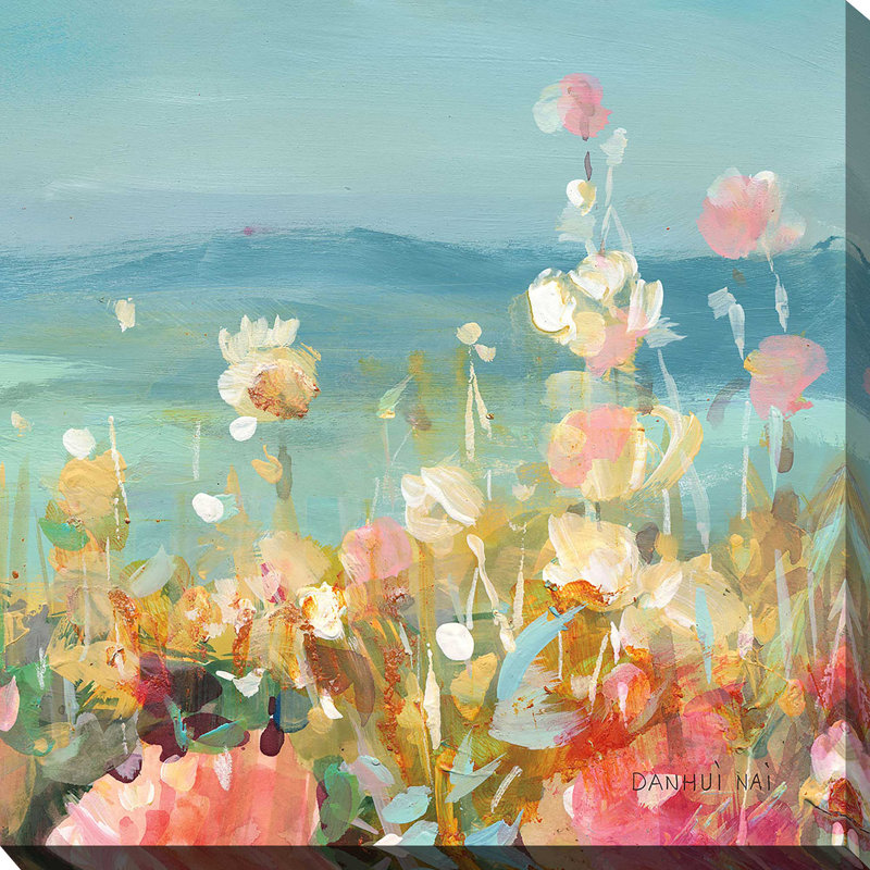 Coastal Dahlias Crop II - Peinture, L 18 po x H 18 po, Toile tendue