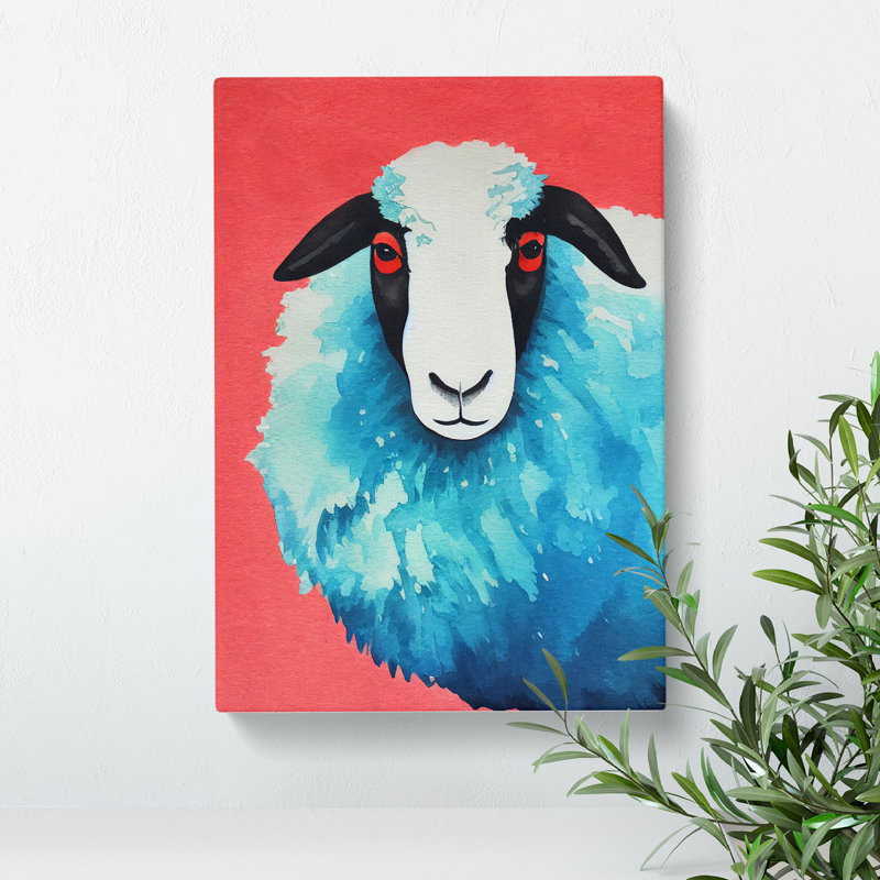 Watercolour Sheep No.7 - Wrapped Canvas, 50cm H x 35cm W x 3cm D