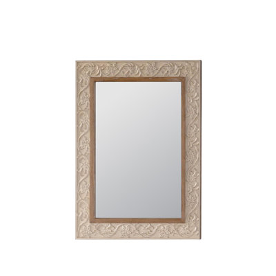 Vintage Carved Pattern Rectangular Wall Mirror, Ornate Frame For Living Room/Bedroom Retro Decor