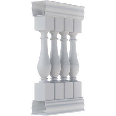 Fiberthane 700 Series Parkland Unassembled Balustrade Railing Kit, 42 1/2" Overall Height x 2'L. Kit includes (4) 5"W x 30"H Parkland Balusters, (1) 24"L Top Rail, (1) 24"L Bottom Rail, (4) Railing Installation Brackets