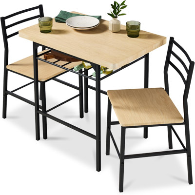 Ensemble de salle à manger 3 pièces moderne, coin-repas compact pour cuisine, salle à manger, petit espace avec structure en acier, support de rangement intégré