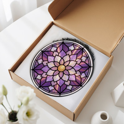 Panneau de vitrail floral Mandala