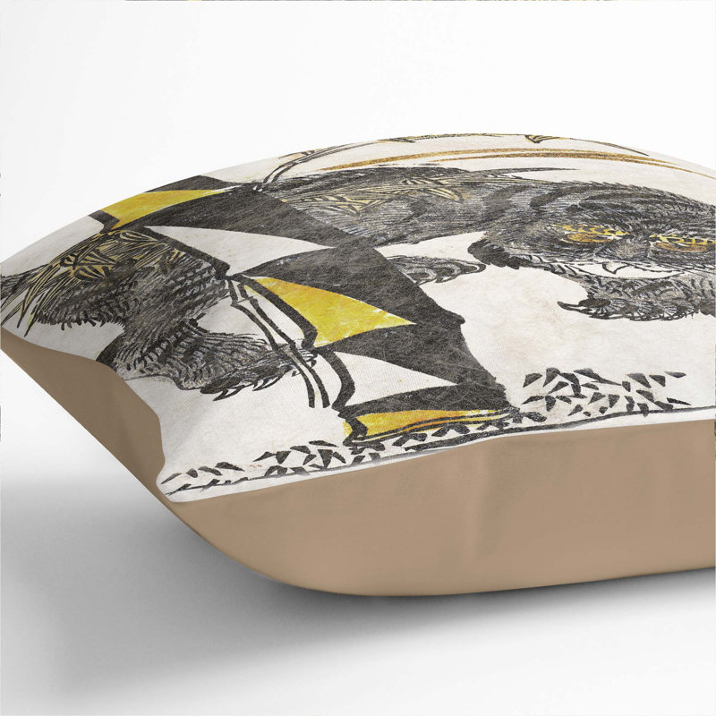 Tiger & Bamboo by Okumura Masanobu Cushion with Filling, 55cm H x 55cm W x 20cm D, Stone
