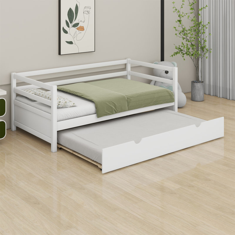 Shantee Wooden Daybed with Trundle, White