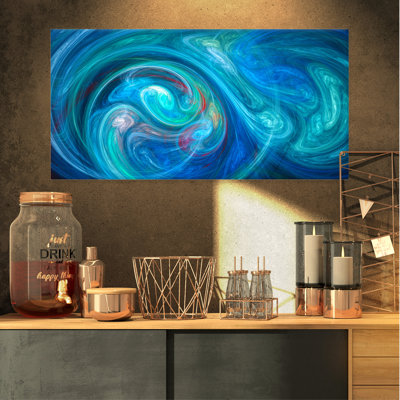 Dark Blue Fractal Abstract Texture - Wrapped Canvas Print