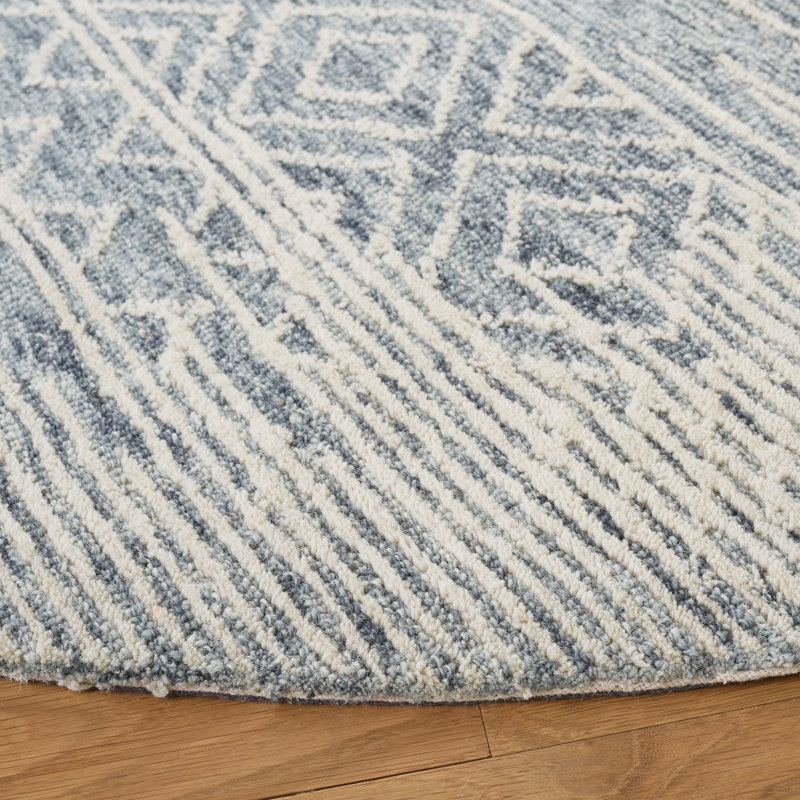Tapis naturel / bleu en laine / coton touffeté à la main Metro, Rectangle 4 pi x 6 pi