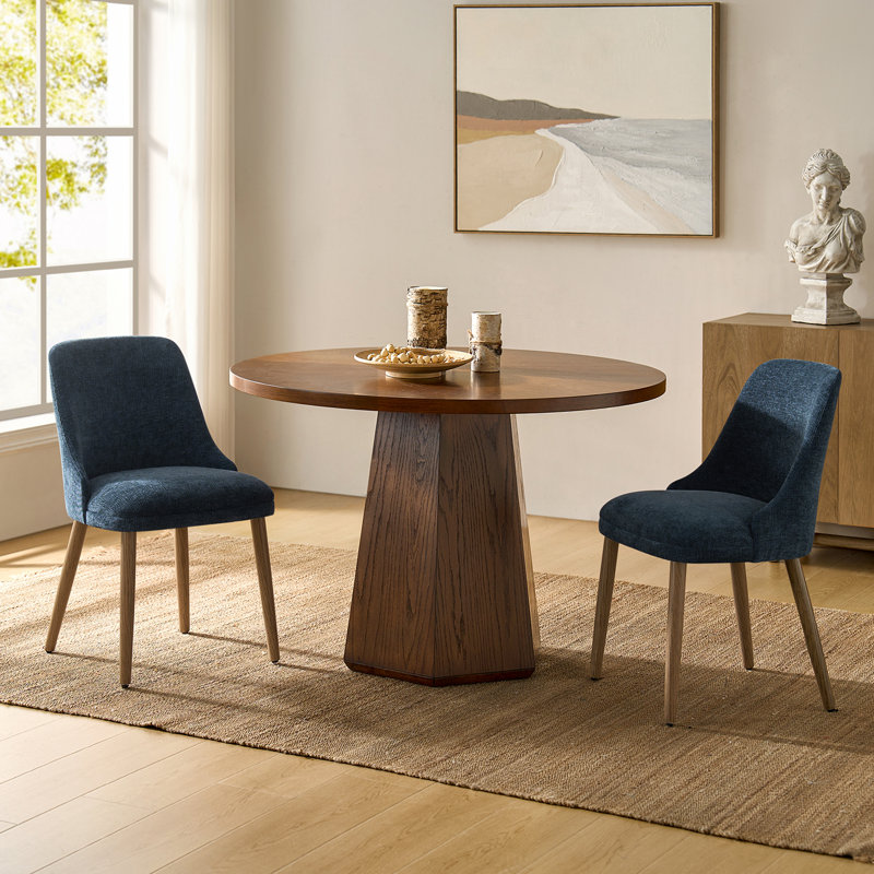 Chaise de salle à manger rembourrée avec pieds en bois massif 19,25 "Kanalu, Marine