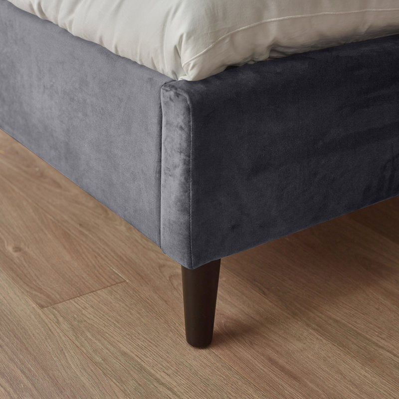 Dekeyzer Luxury Upholstered Bed - Chesterfield Style Headboard, Crisp Modern Design, Grey, Double (4'6)