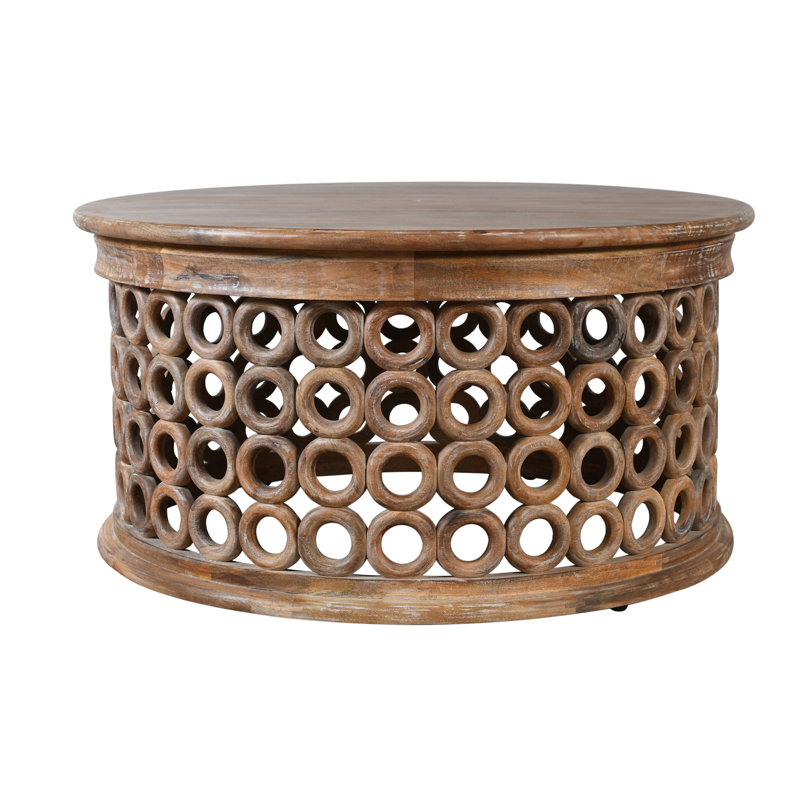 Table basse ronde en bois massif Stella Farmhouse