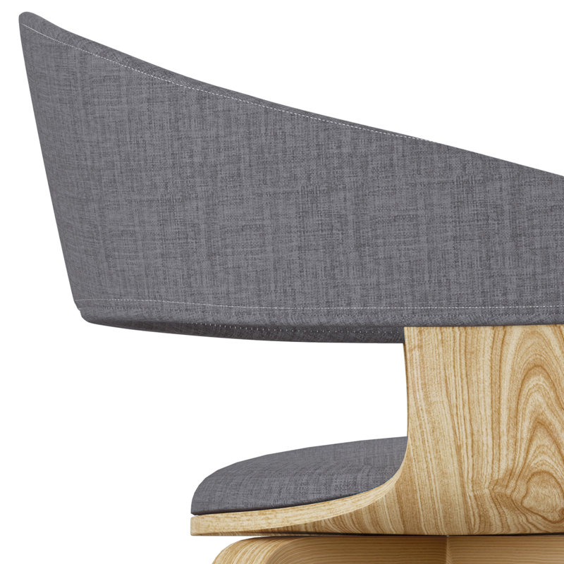 Lowell Bentwood Upholstered Dining Chair with Curved Backrest in Mid-Century Modern Style, Dark Gray